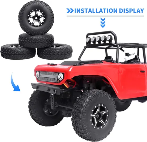 Vista 4 de Juego de ruedas y neumáticos Beadlock 1.0 para escala 1/24 Axial SCX24 AX24 Gladiator Deadbolt Bronco C10 JLU CRC B17 Betty Chevy RC Crawler piezas