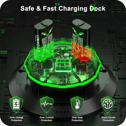 Vista 4 de Paquete de baterías recargables para mando Xbox, 4 baterías recargables de 2000 mAh para Xbox Controller Charger Station Battery Pack para Xbox