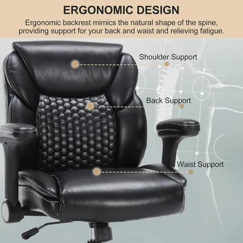 Vista 4 de Silla de dibujo, silla de oficina alta ergonómica con reposabrazos ajustables suaves y anillo para el pie, silla de escritorio de pie de piel