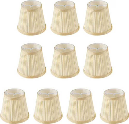 Set de 10 pantallas pequeñas para lámpara plegables estilo Imperio, con clip, 12.4 cm X 8.5 cm X 11 cm, para candelabros de mesa, velas, luz de