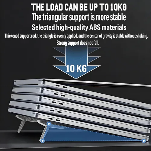 Vista 7 de 2 soportes portátiles para laptop, elevador ajustable para laptop, refrigeración ergonómica, mini soporte invisible para computadora de escritorio