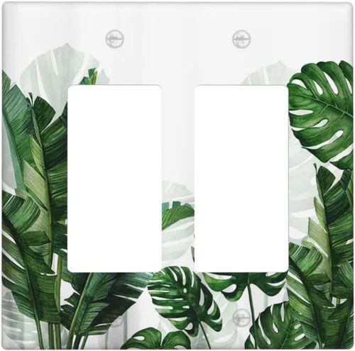 Vista 74 de Placa de Cubierta de Interruptor de Luz de 2 Posiciones Combinación de Abstracción/1 Toggle 1 Rocker Placas Decorativas de Pared de Plástico Negro