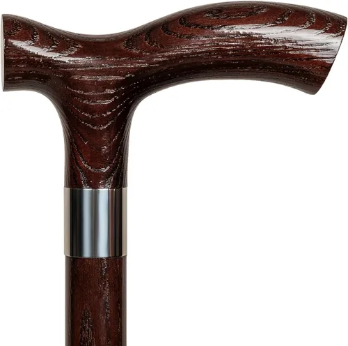 Vista 12 de Dr. Watson Classic Fritz - Bastón de madera de fresno hecho a mano con cuello de acero inoxidable pulido Azul