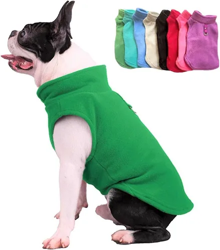 Vista 12 de JACKO & CO - Chaleco de forro polar para perro con anillo para correa - Abrigo suave, cálido y ligero para perros, cachorros y gatos pequeños y Azul