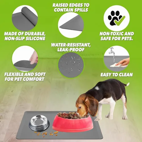 Vista 3 de TidyFriend Tapete de comida para mascotas, 11.5 x 17 pulgadas, tapete de comida para perros, tapete de silicona para comida para gatos, tapete