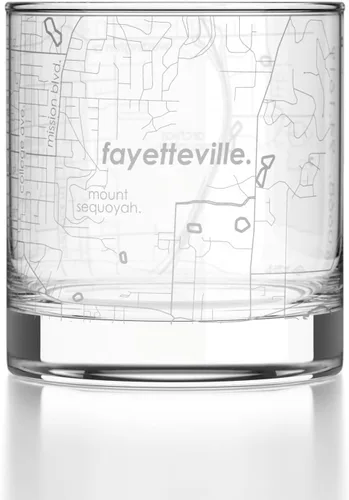 Vista 55 de Well Told Vaso de rocas grabado con mapa de Akron, Ohio, cristalería estilo antiguo (325ml, transparente) Vaso de bourbon grabado, regalos