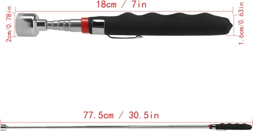 Vista 2 de Herramienta de recogida magnética pesada de 20 libras para recoger. Herramienta telescópica para pequeñas herramientas de metal que se extiende de 7