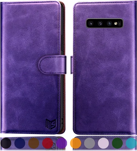 Vista 14 de SUANPOT Funda de piel tipo cartera para Samsung Galaxy S10+/S10 Plus 6.4 (no compatible con S10, S10e) para hombres con bloqueo RFID, tarjetero