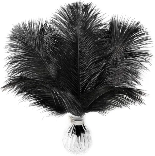 Vista 43 de Soarer Plumas de avestruz beige a granel, 30 piezas de 8 a 10 pulgadas para centros de mesa de boda, decoración del hogar y manualidades (beige)