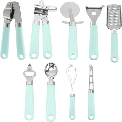 Green Plastic Handle Baking Utensils Set with Heat-resistant Kitchen Tools for Non-stick Cookware Easy-clean Cooking Gadgets for Home Baking and