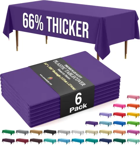 Vista 61 de Exquisite 66% Thicker Premium Plastic Table Cloth Rectangle Table Cover 0.5 Mil 6 Pack Aqua Table Cloth 54 Inch x 108 Inch Disposable Tablecloth