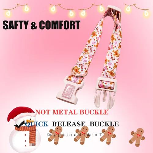 Vista 4 de Elegant little tail Collar para perro, collar de Navidad ajustable para perros pequeños, medianos y grandes, collares suaves para cachorros