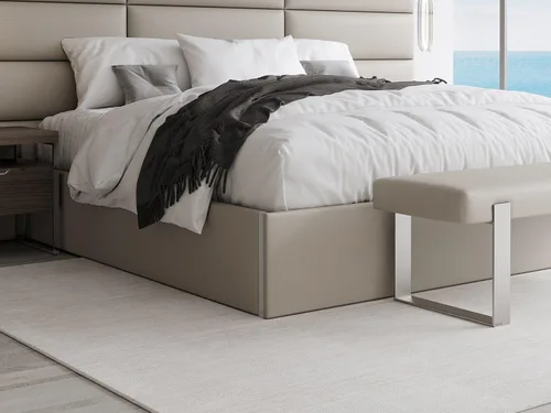 Vista 21 de VANT Cama de plataforma tapizada, tamaño Queen, color beige Boucle, marco de cama de fácil montaje, no necesita somier, base para un apoyo óptimo
