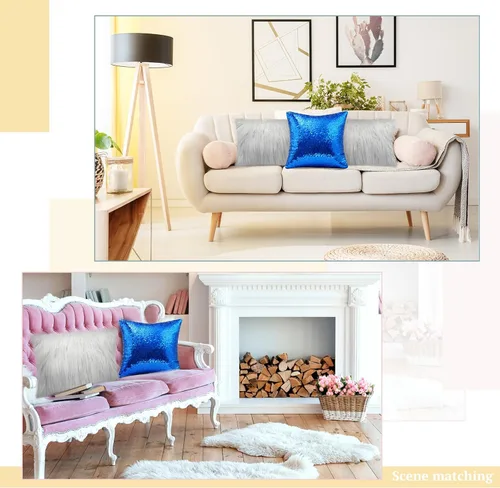 Vista 6 de Irenare 4 fundas de almohada esponjosas y de lentejuelas para invierno, fundas de cojín suaves para sofá, cama, sofá o Navidad