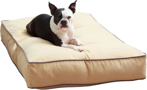 Vista 30 de South Pine Porch Buddy - Cama rectangular reversible de microfibra para perro con funda extraíble, lavable a máquina, cacao, extra pequeña