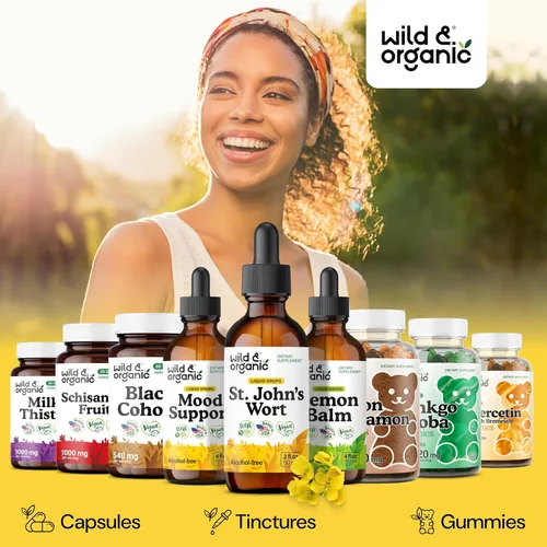 Vista 5 de Wild & Organic St Johns Wort Tintura - Apoyo al estado de ánimo - Suplemento relajante de hierba de San Juan - Gotas de hierbas líquidas Hypericum