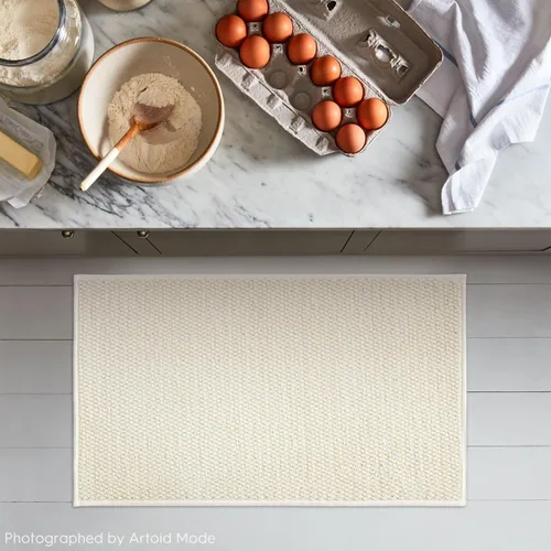Vista 2 de Artoid Mode - Alfombra de puerta beige lavable a máquina, antideslizante, suave y resistente a manchas para cocina, pasillo, baño y lavandería