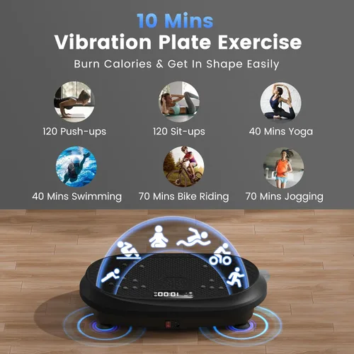 Vista 4 de Vibration Plate Exercise Machine, Vibrating Fitness Platform for Lymphatic Drainage, Full Body Shaker Workout Equipment, Bluetooth Power Shaping