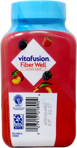 Vista 8 de VitaFusion, Fiber Well Gomitas, suplemento de fibra, sabores surtidos - 90 gomitas, paquete de 4