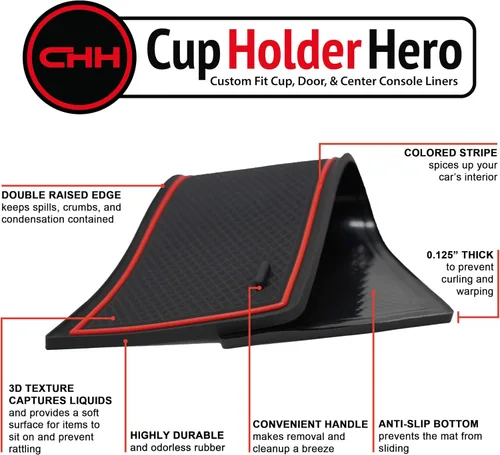 Vista 2 de CupHolderHero Compatible con accesorios Jeep Wrangler JK 2011-2017, insertos interiores antideslizantes antipolvo, tapetes de revestimiento
