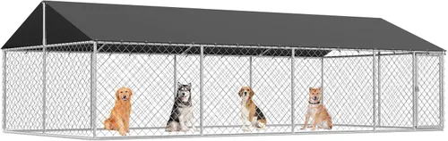 Recinto para Perros al Aire Libre de Servicio Pesado Casa Perrera de Malla para Perros Jaula Grande Perrera para Mascotas Valla de Acero con