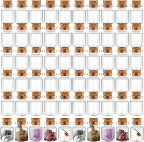 Bokon Paquete de 200 mini frascos de vidrio con tapas, botellas de vidrio pequeñas de 0.2 onzas líquidas para manualidades, boda, graduación,