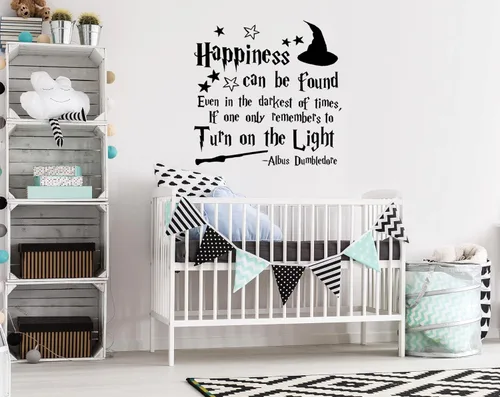 Vista 6 de Happiness Can Be Found Even In The Darkest Of Times Wall Decal Wizard Quote Wall Decals Nursery Decor Fairy Quotes Wall Decals/Wall Decal Nursery