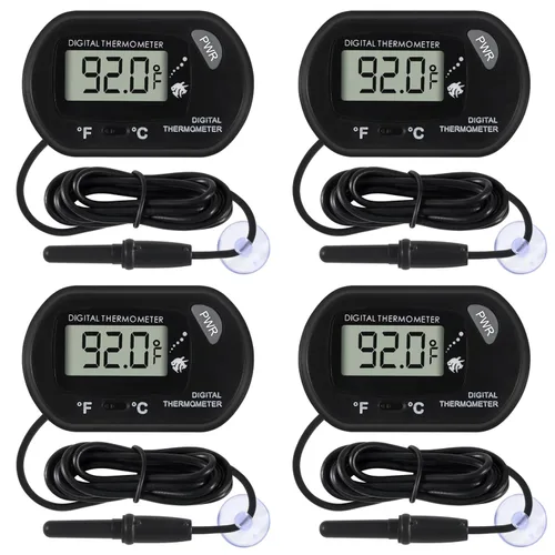 Vista 11 de Termómetro de acuario para acuario, termómetro de pecera, terrario de reptiles, prueba de agua, digital, con pantalla LCD, Fahrenheit/Celsius(℉/℃)