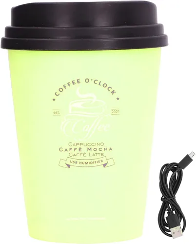 Humidifiers for Bedroom, 300ml Cool Mist Humidifiers, Portable Mini Humidifier, USB Mini Cute Coffee Cup Humidifier for Bedroom, Office & Car (Green)