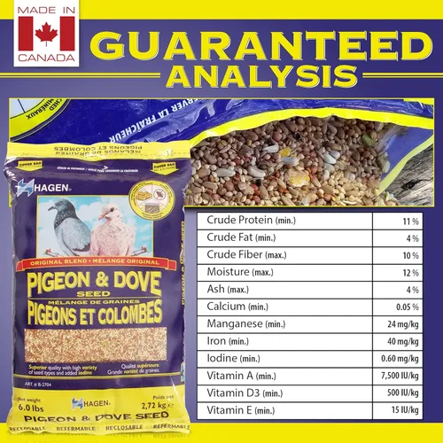 Vista 7 de Hagen Pigeon & Dove Seed, Fórmula Original de Alimento para Aves, Bolsa de 6 lb – Mezcla de Semillas Nutricionalmente Completa con Vitaminas