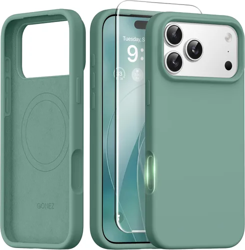 Vista 479 de GONEZ Funda magnética para iPhone 14, compatible con Magsafe, con protector de pantalla + protector de cámara, forro de microfibra antiarañazos