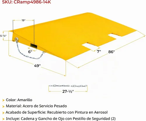 Vista 4 de Rampas de carga de contenedores de envío resistentes de 49 x 86 pulgadas, capacidad de 14,000 libras, rampa de contenedor de carga compatible