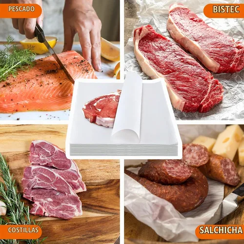 Vista 4 de 500 hojas de papel de carnicero blanco para sublimación, hojas de papel de carnicero desechables, hoja cuadrada de carne precortada, sin cera