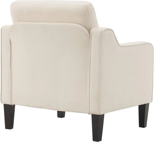 Vista 6 de VINGLI Silla decorativa moderna de mediados de siglo, sillas decorativas de tela beige para sala de estar, sillón tapizado, sofá con brazos
