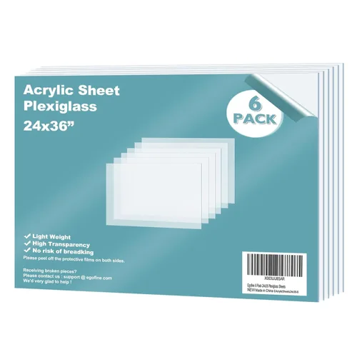Vista 24 de Egofine Láminas de Plexiglás Láminas de Acrílico Paquete de 12 de 8.5x11'' 0.04 de Grosor Plástico Transparente Fundido Cristal Plexi Transparente
