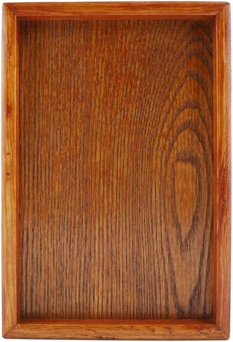 Vista 29 de Bandeja de madera para servir, bandeja rectangular de madera para té de frutas, aperitivos, platos de dulces, bandeja de mesa de café, organizador