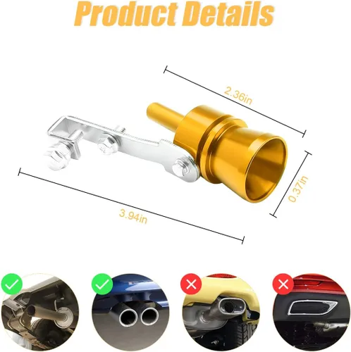 Vista 2 de Simulador de silbato de sonido turbo de 2 piezas, válvula de soplado de aleación de aluminio, silenciador de sonido para escape automático, silbato