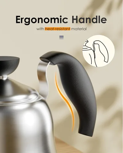 Vista 4 de Hervidor de café para estufa, hervidor de cuello de cisne premium, tetera para verter café y té, tetera de estufa, calentador de agua caliente