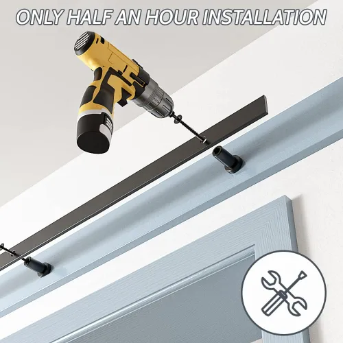 Vista 5 de SKYSEN Kit de herrajes para puerta de granero de 11 pies, kit de herrajes para puerta corrediza de granero, riel para puerta de granero, suave