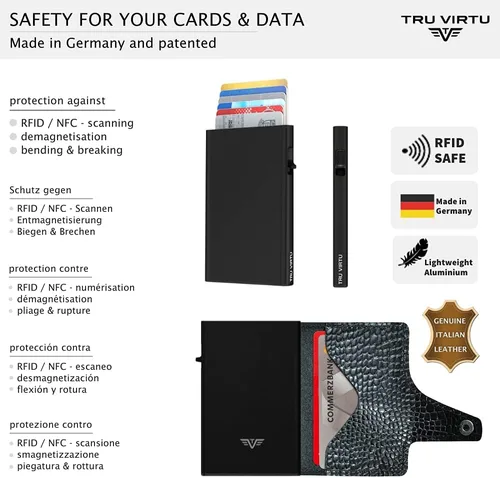 Vista 3 de Tru Virtu Cartera CLICK & SLIDE Cuero, Croco BlackBlack