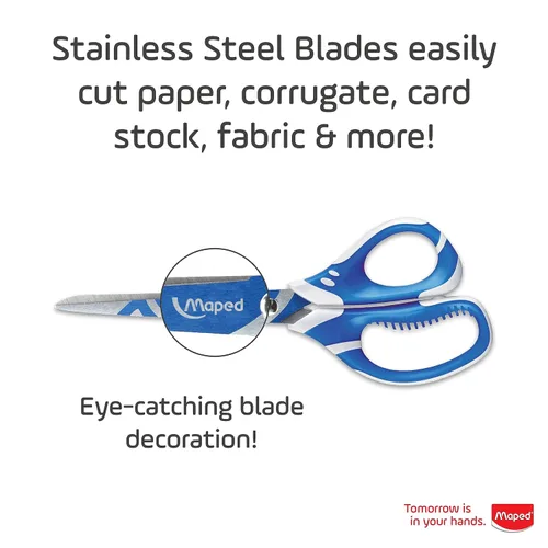 Vista 4 de Maped - Tijeras Zenoa Fit Soft Grip Student de 7 pulgadas - Estudiantes - Manualidades de corte - Comodidad de agarre suave - Elegantes decoraciones