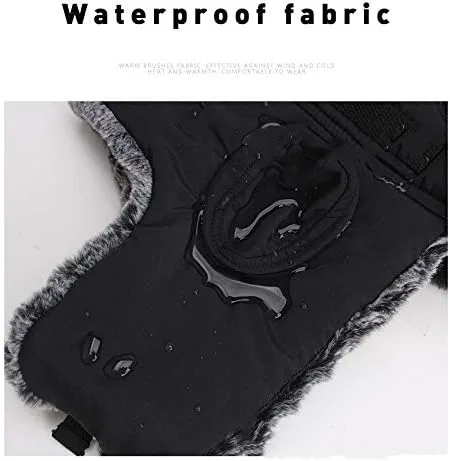 Vista 5 de Sombrero de bombardero ruso Ushanka de piel con orejeras para hombre, cálido invierno térmico trampero