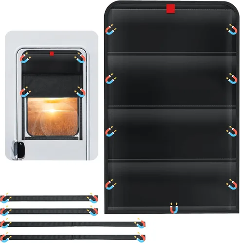 Vista 10 de funomo cortina para puerta de ventana de RV, nuevo modelo plegable de cortina para ventana de RV con protección contra rayos UV, cubierta de ventana