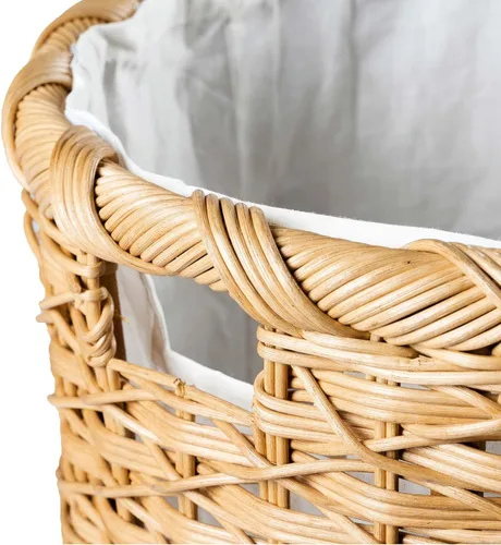 Vista 4 de The Basket Lady Cesto redondo de mimbre Cesto de mimbre para ropa sucia anidado juego de 2 piedras arenisca