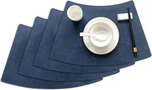 Vista 25 de Leather Round Table Washable Placemats, Thick Faux Leather Heat Resistant Wedge Table Placemat, Waterproof Non-Slip Easy to Clean Place mat for