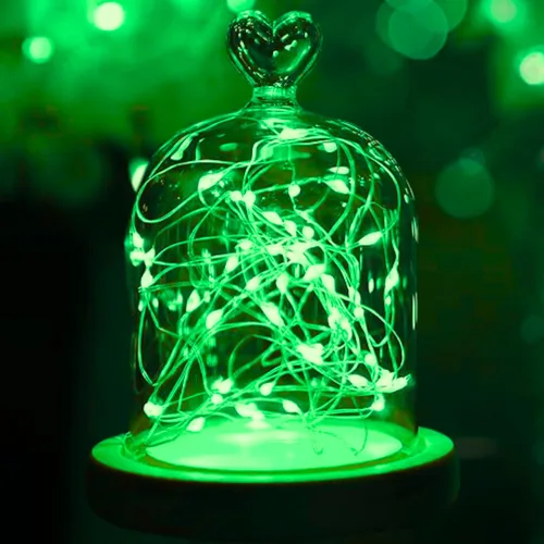 Vista 5 de TenSteed Guirnalda de luces parpadeantes a pilas con cambio multicolor, 50 LED, cable de cobre plateado de 16.4 pies, control remoto incluido.