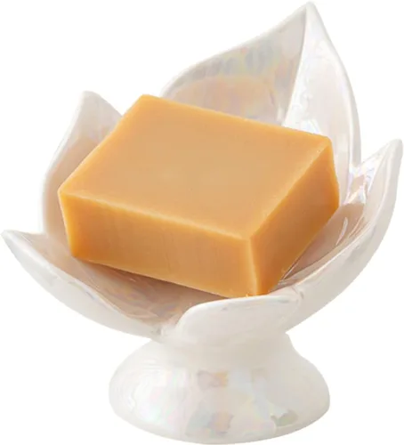 Jabonera con forma de hoja autodrenante, fácil de limpiar, mantiene el jabón seco, soporte de jabón de cerámica blanca para ducha, baño, bañera