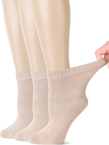 Vista 28 de Hugh Ugoli - Calcetines de tobillo para mujer con bambú diabético, punta sin costuras súper suave y sin ataduras, anchos, ajuste holgado y elástico