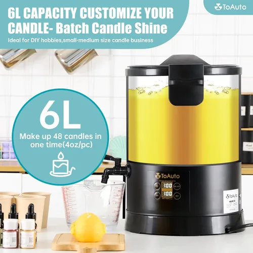 Vista 3 de TOAUTO Melter digital de cera de 12 libras para hacer velas, boquilla fácil de verter, olla de fusión de cera eléctrica grande, con panel de control