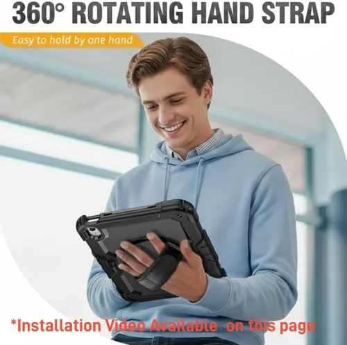 Vista 3 de HXCASEAC - Funda para iPad A16, iPad de 11ª y 10ª generación Negro+Negro